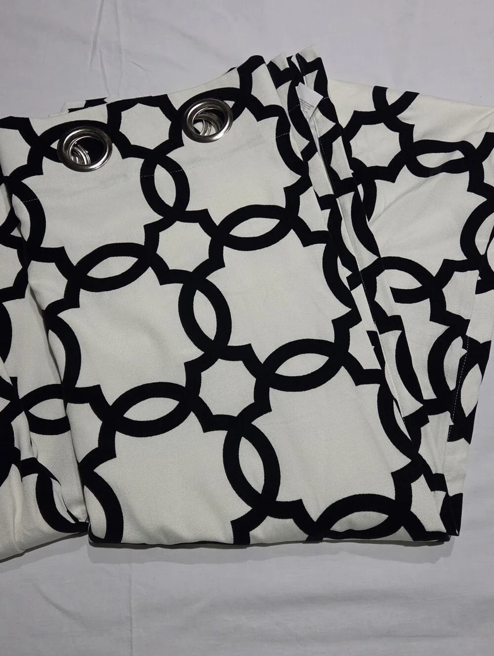 Pier 1 Imports White Black Velvet Arabesque Curtain Panels Set of 2 50